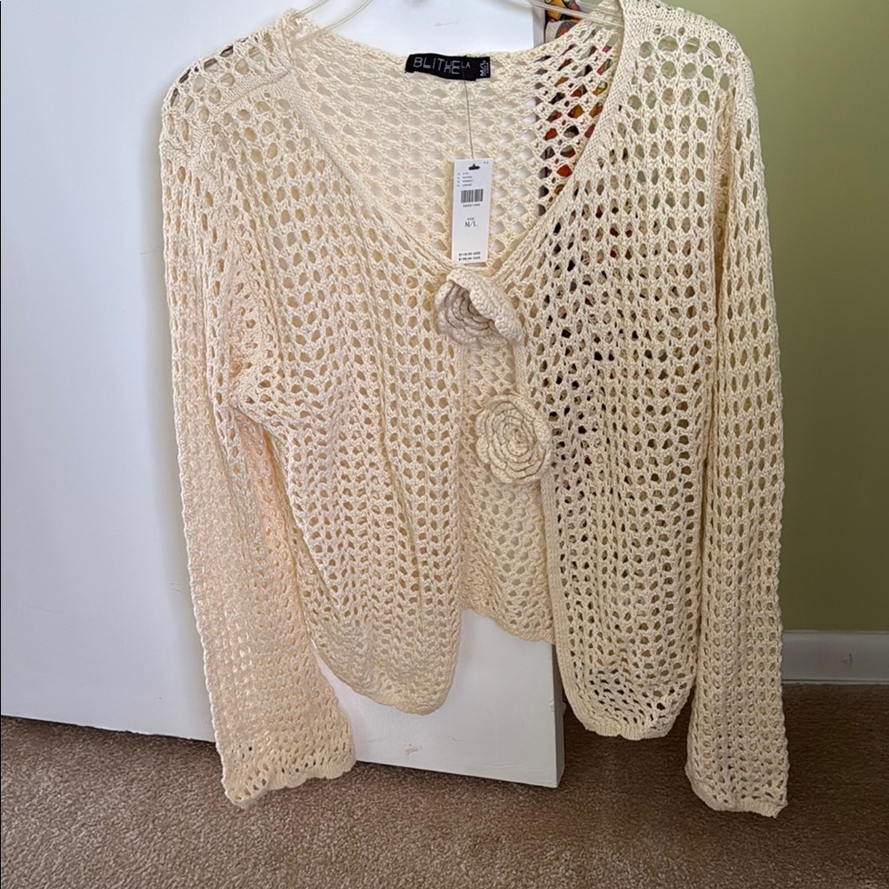 Crochet 3D Rosette Cardigan Sweater from Anthropology new with tags